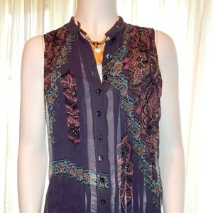 Free People Violet Paisley SHEER Jumpsuit Size 8